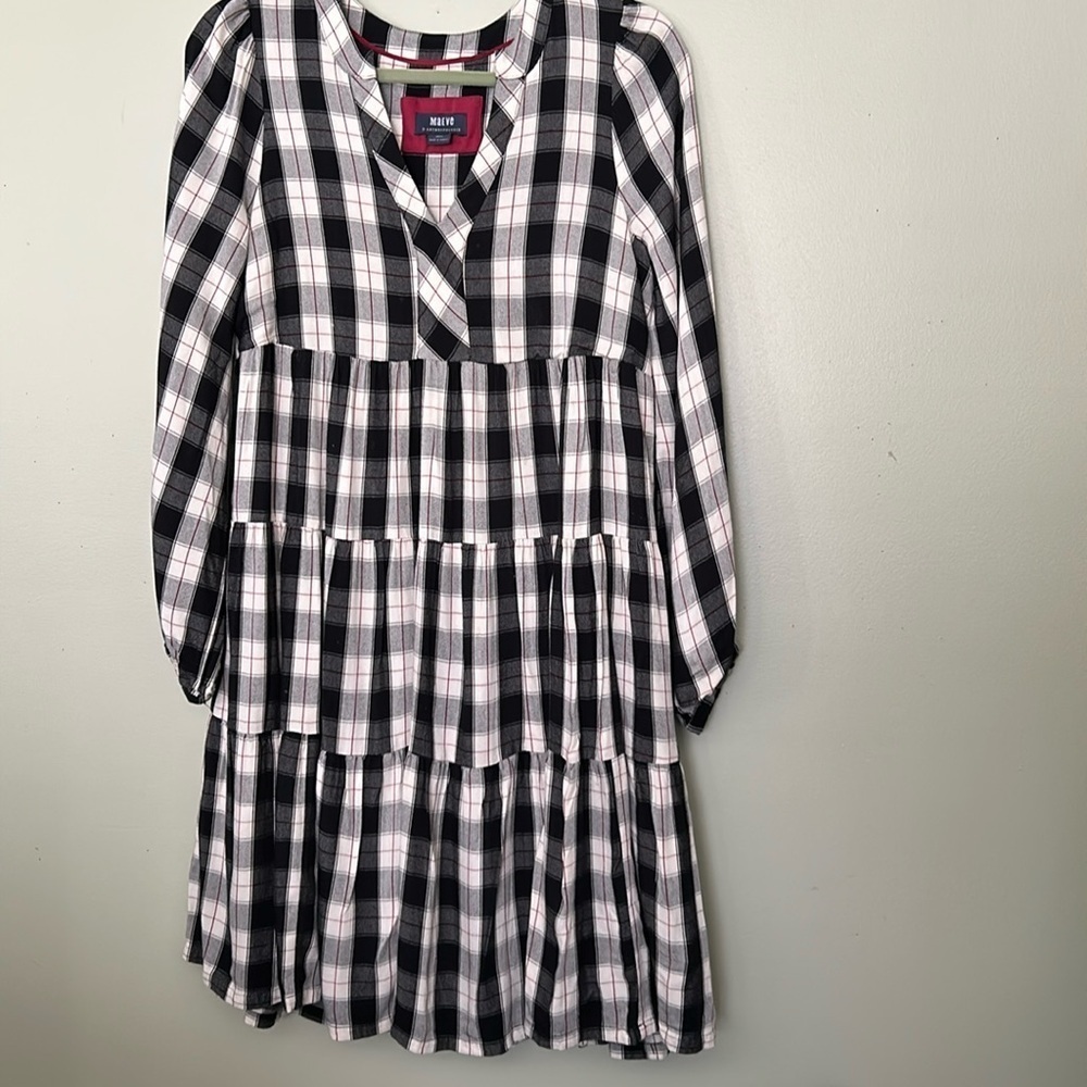 Anthropologie Maeve Amber Plaid Tiered Dress
